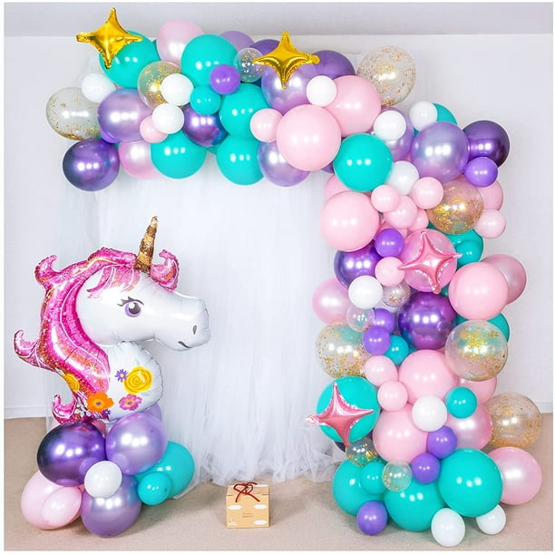 Details about  / Set Unicorn Party Balloons Birthday Decoration Latex Confetti Kids Occasion